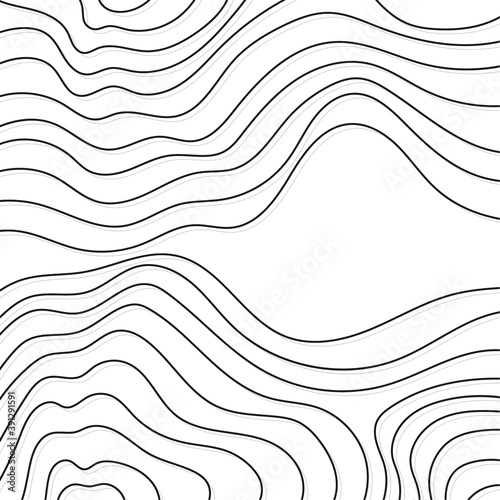 Distorted wave monochrome pattern. Abstract dynamical rippled surface. Vector stripe deformation background. Topographic texture.