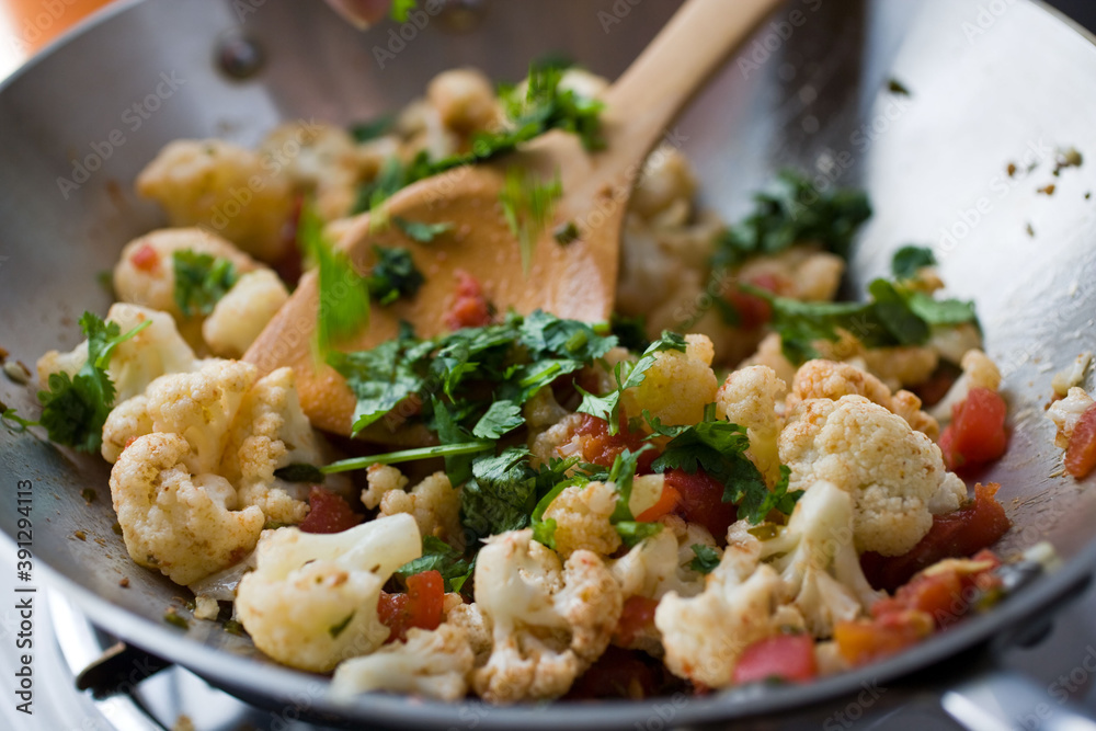 Close up of spicy South Indian cauliflower Close up of spicy South Indian cauliflower