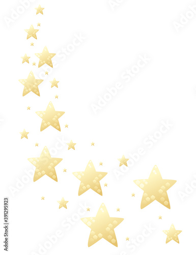 Flying golden stars decor element flat vector illustration on white background