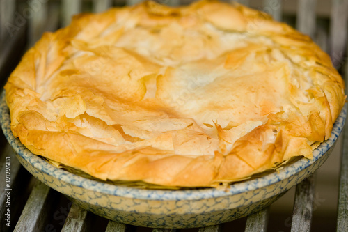Close up of chard pie