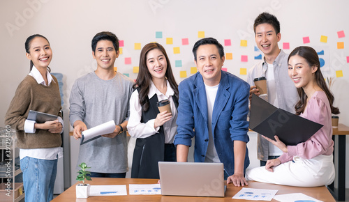 The Asian Employee Brainstorming business Meeting in the Office. Startup of the partnership, Discussion of planning the roles of staff in the corporate.