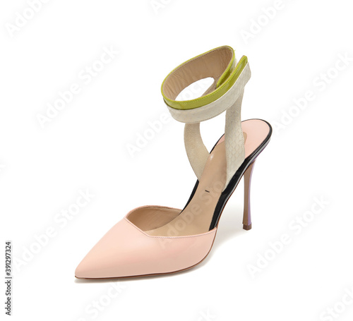 Sexy fashionable shoes isolated on white background.
