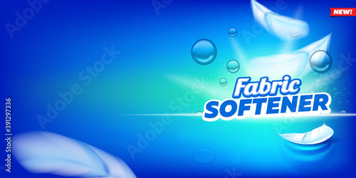 Fabric softener product logo design. Liquid soap powder or laundry detergent vector packaging template. Cloth softener detergent logo design