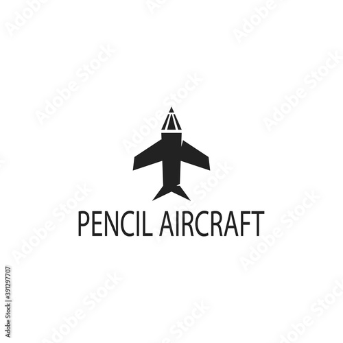 creative logo stationery, vector illustration, airplane pencil design