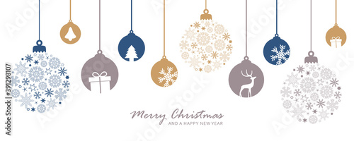 merry christmas card with hanging ball decoratoin vector illustration EPS10 photo
