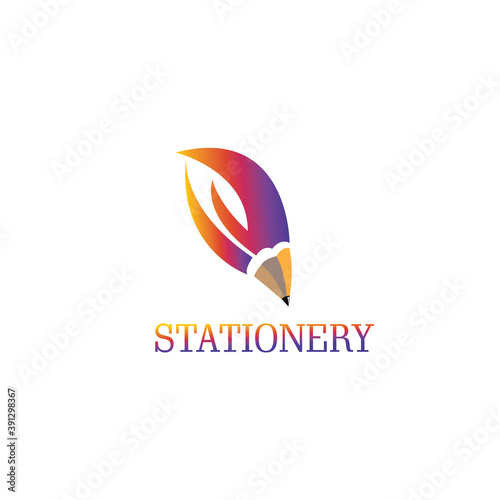 logo stationery, pencil illustration with color design, vector