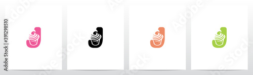 Cupcake On Letter Logo Design J