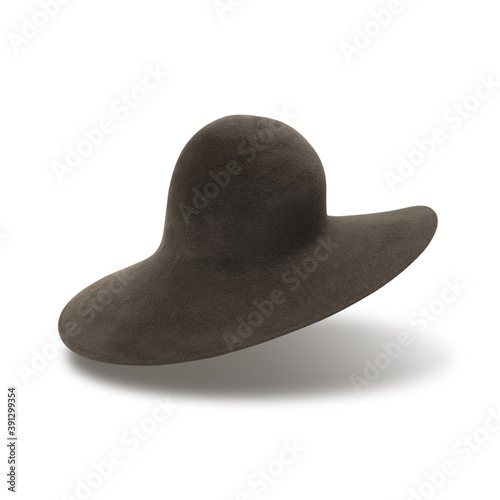  Brown women's hat on white background.