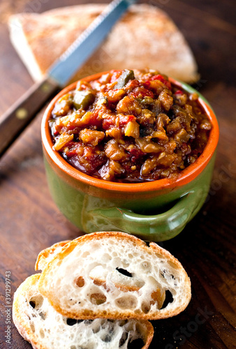 Close up of serving portion of samfaina ratatouille photo