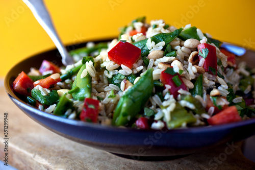 Close up of basmati rice salad