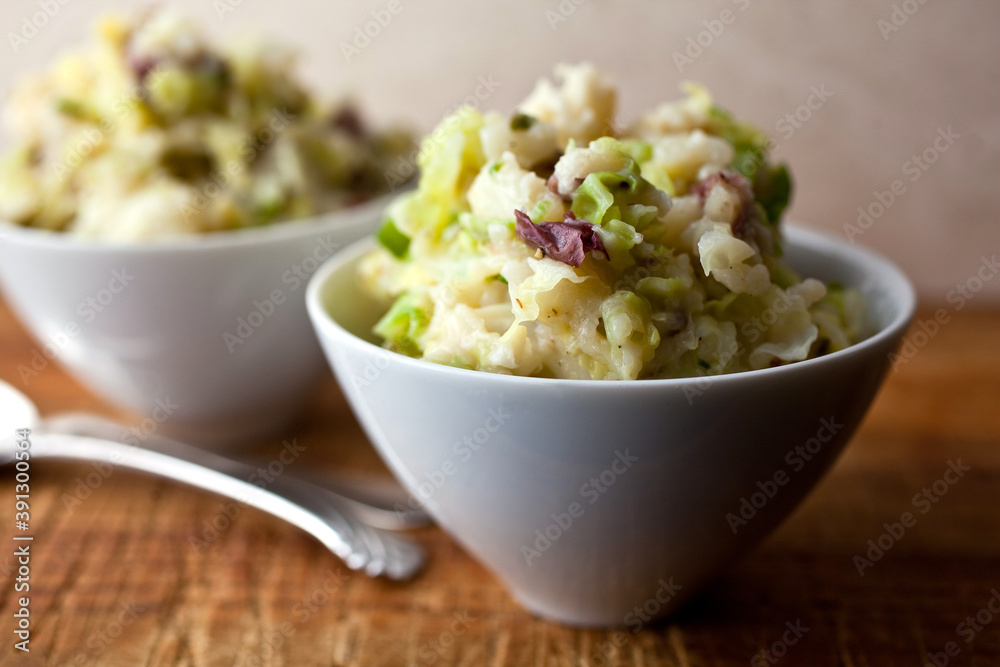 Smashed red potatoes with cabbage Smashed red potatoes with cabbage