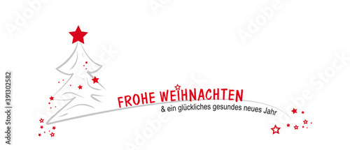 weihnachtsbaum mit grauen linien und roten sternen - frohe weihnachen