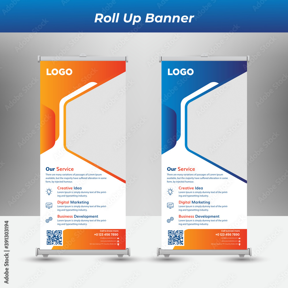 Corporate rollup banner template design Premium Vector
