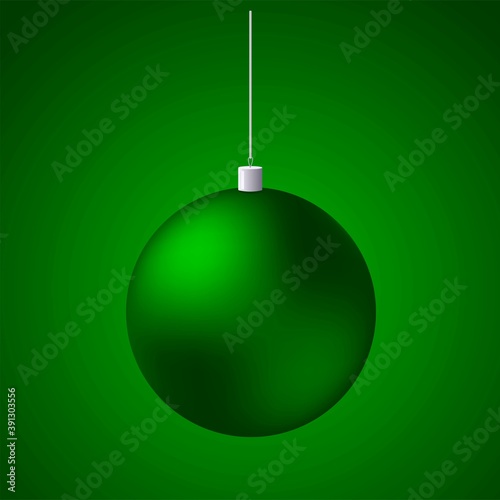 Christmas decorations. Green matte Christmas tree ball. Vector