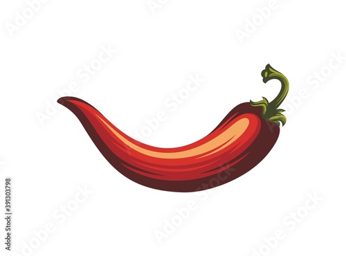 vector red chilli pepper illustration, spice vegetable symbol - mexican food - Vector