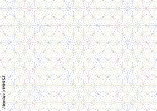 破線の麻の葉模様イラスト