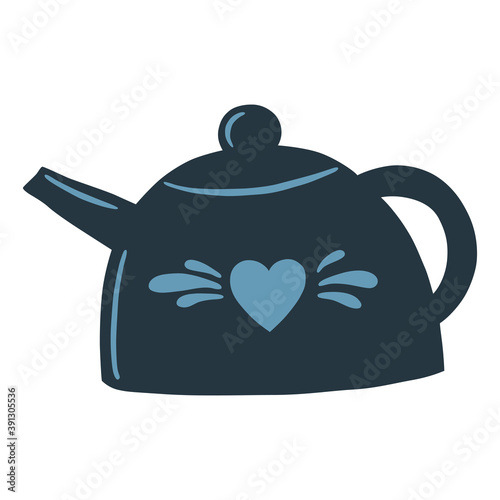 Vector illustration: teapot in hand draw hygge style.