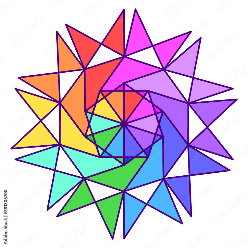 abstract geometric rainbow ten sided polygon-10j1