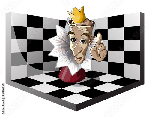 Vector image of a royal chess on a three-dimensional chess field. Concept. Imitation 3 days EPS 10