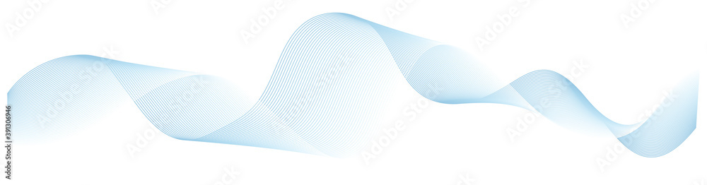 abstract vector blue curve wave lines on white background - obrazy, fototapety, plakaty 