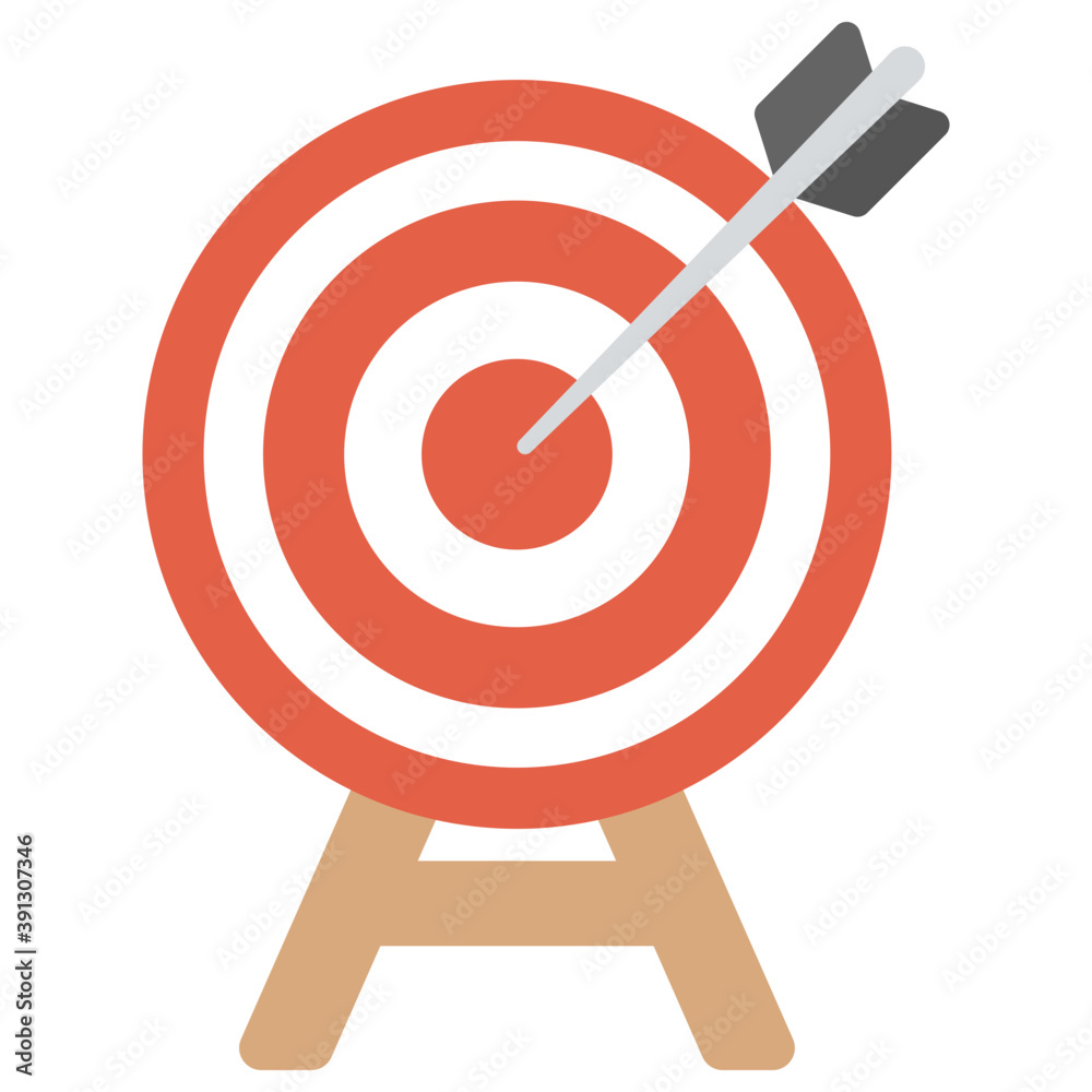A dartboard with dart, target achievement concept flat design icon
A dartboard with dart, target achievement concept flat design icon