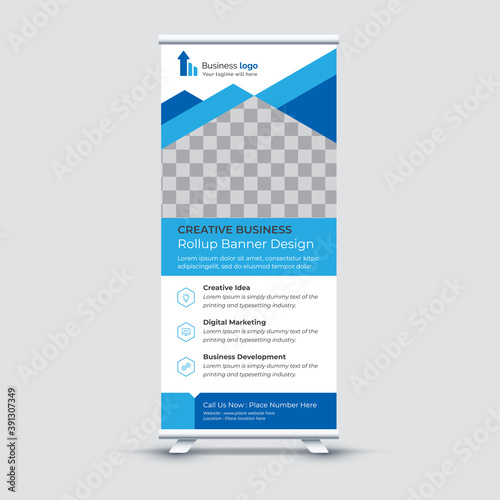 Business agency roll up corporate standee banner template premium vector design photo