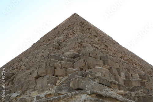 Low angle view of one of the great historical pyramids of Giza  one of the Seven Wonders of the World  Giza - Egypt