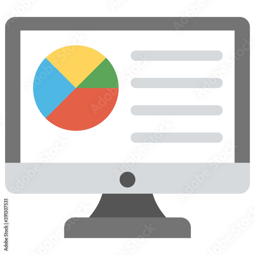 
A monitor screen with pie chart , online statistical analysis
