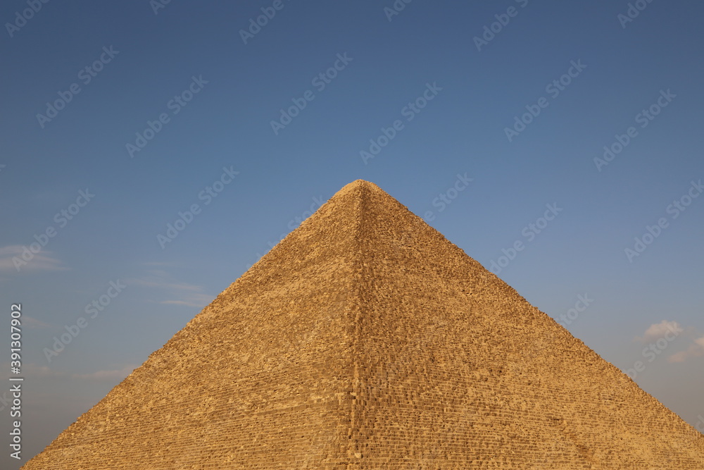 Picture of the pyramid of King Khufu, one of the great historical pyramids of Giza, one of the Seven Wonders of the World, Giza - Egypt