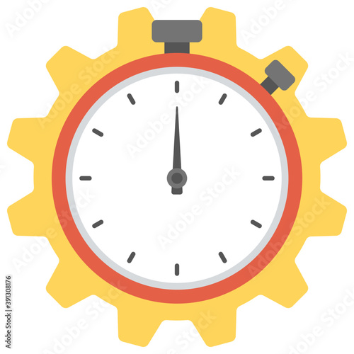 
A chronometer under gear, project deadline concept flat icon
