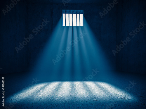 Slika na platnu interior of a prison, light from a barred window.