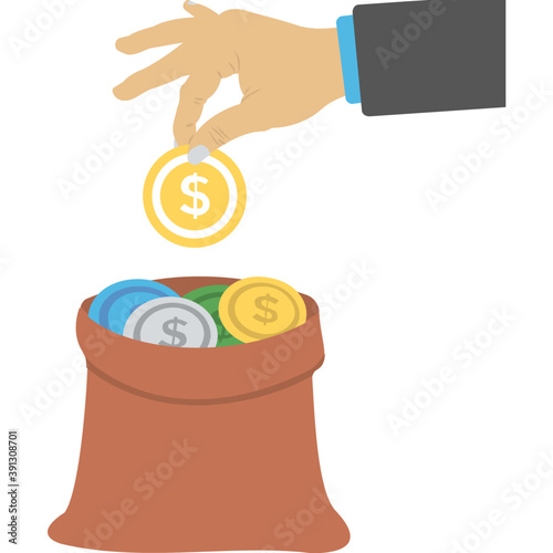 
Hand collecting money, Investment flat icon
