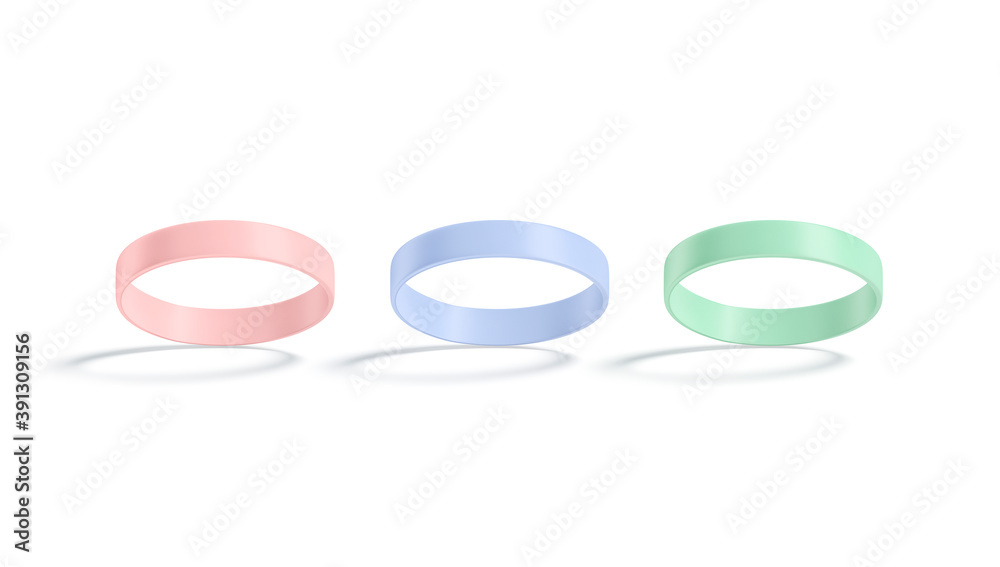 Blank colored silicone wristband mockup, no gravity, front view Blank colored silicone wristband mockup, no gravity, front view