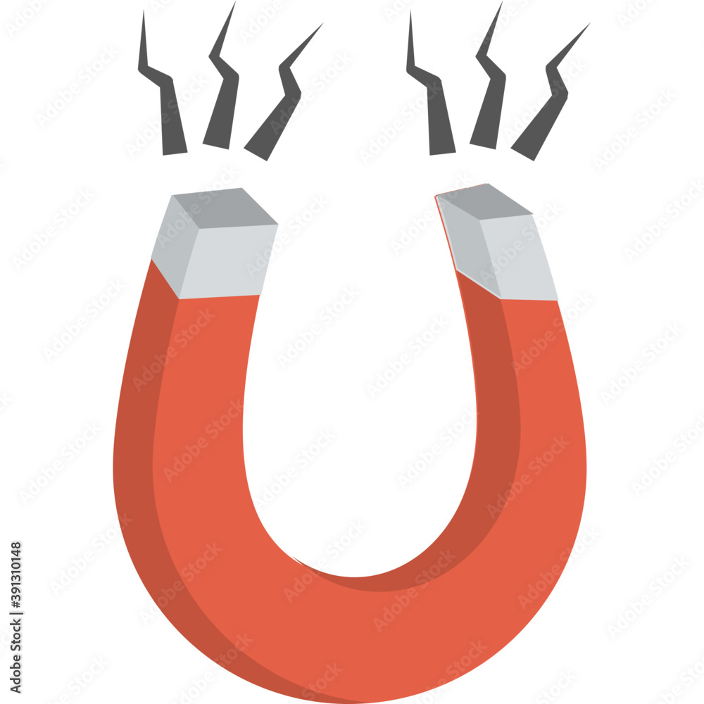 Magnet with attraction, flat icon
Magnet with attraction, flat icon