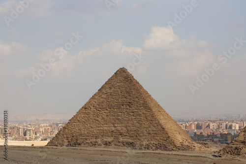 Picture of the pyramid of King Menkaure  one of the great historical pyramids of Giza  one of the Seven Wonders of the World  Giza - Egypt