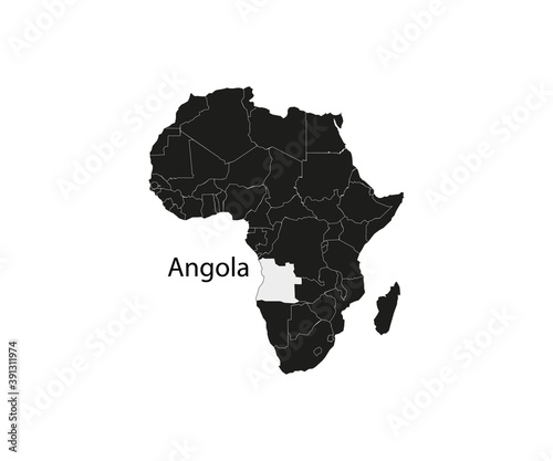Angola on africa map vector. Vector illustration.