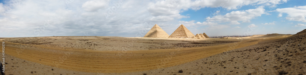 Panorama of the Great Pyramids of Giza, Egypt Panorama of the Great Pyramids of Giza, Egypt