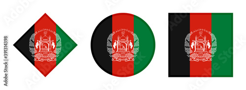 afghanistan flag icon set. isolated on white background	
 photo