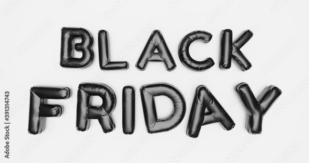 Black friday sale graphic element. Animated sale banner design 4k animation. Sales shopping social media. Black balls on white background. Sales season promotional concept. Discounts label. 4K Black friday sale graphic element. Animated sale banner design 4k animation. Sales shopping social media. Black balls on white background. Sales season promotional concept. Discounts label. 4K