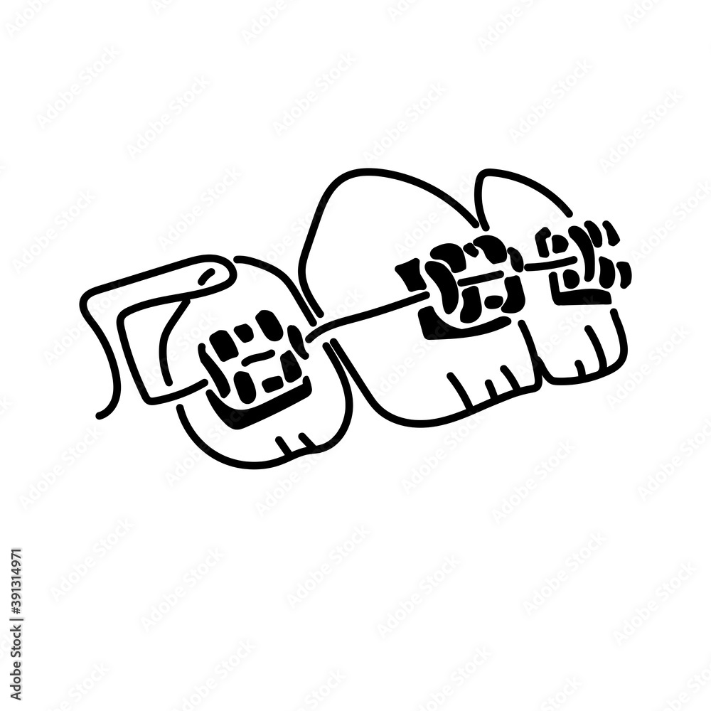 Dental braces silhouette, logo for orthodontist procedure, teeth alignment with dental unit, Dental braces silhouette, logo for orthodontist procedure, teeth alignment with dental unit,