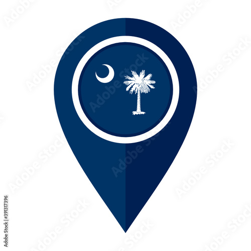 flat map marker icon with south carolina flag. vector illustration isolated on white background	