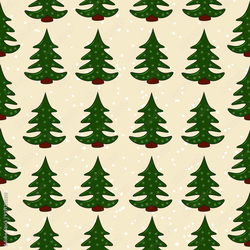 Pattern of bright festive trees for Christmas