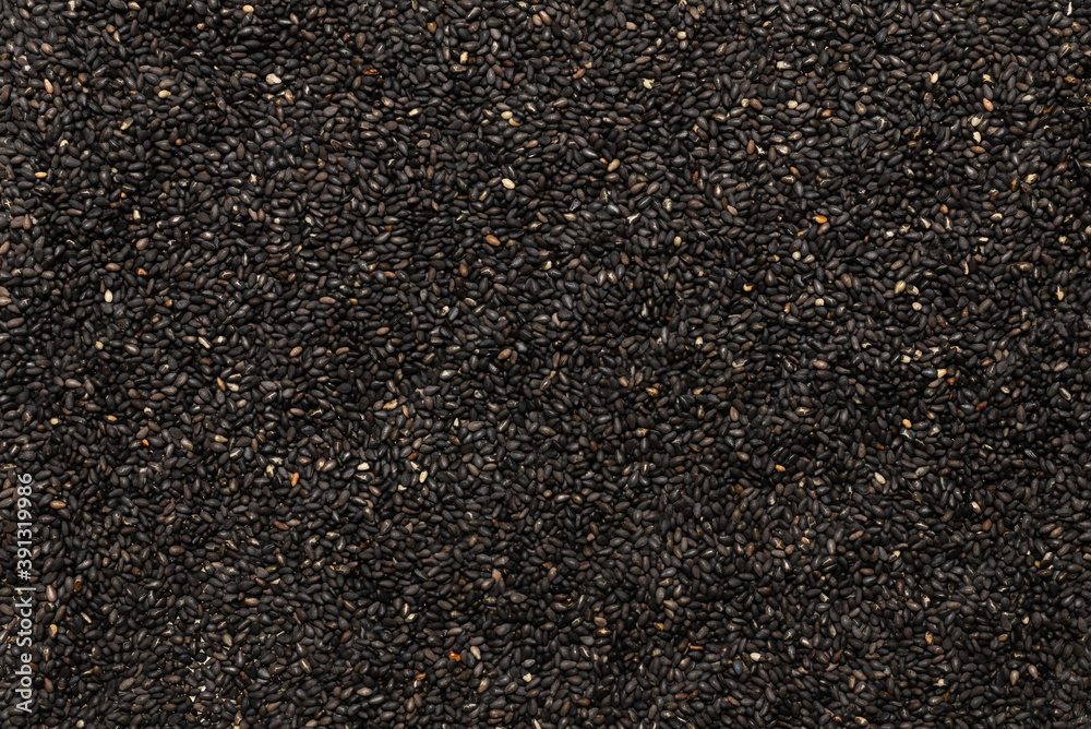 Seeds of a black sesame. Seeds of a black sesame.