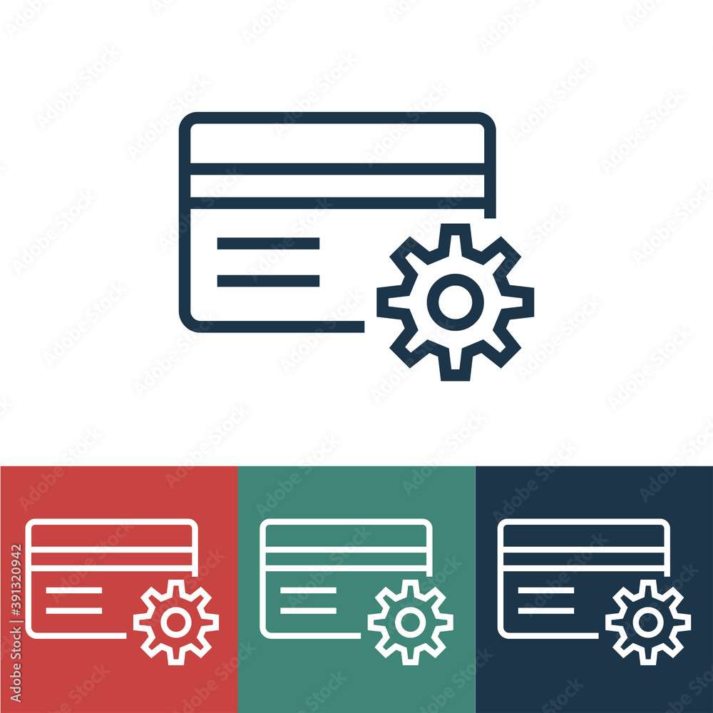 Linear vector icon with setup credit card Linear vector icon with setup credit card