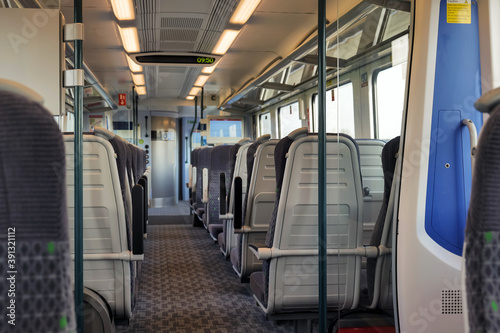 empty train car during covid-19 lockdown in england uk