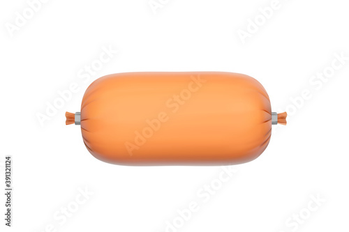 Boiled sausage in a vector on a white background.A stick of sausage vector illustration.