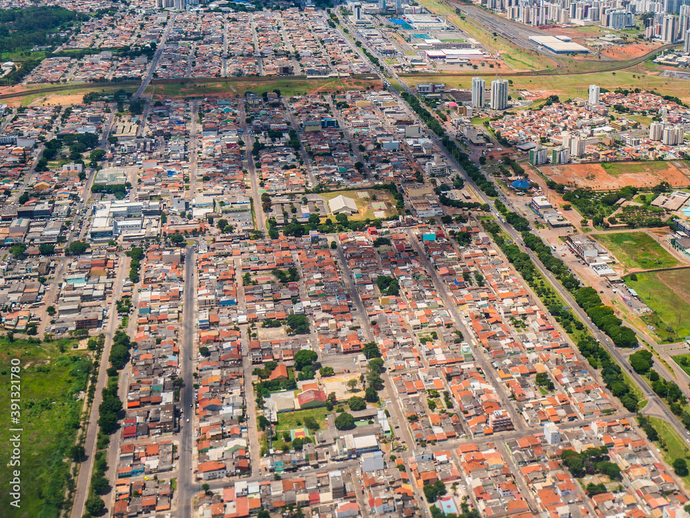 Aerial view of Samambaia and Taguatinga, cities near Brasília.