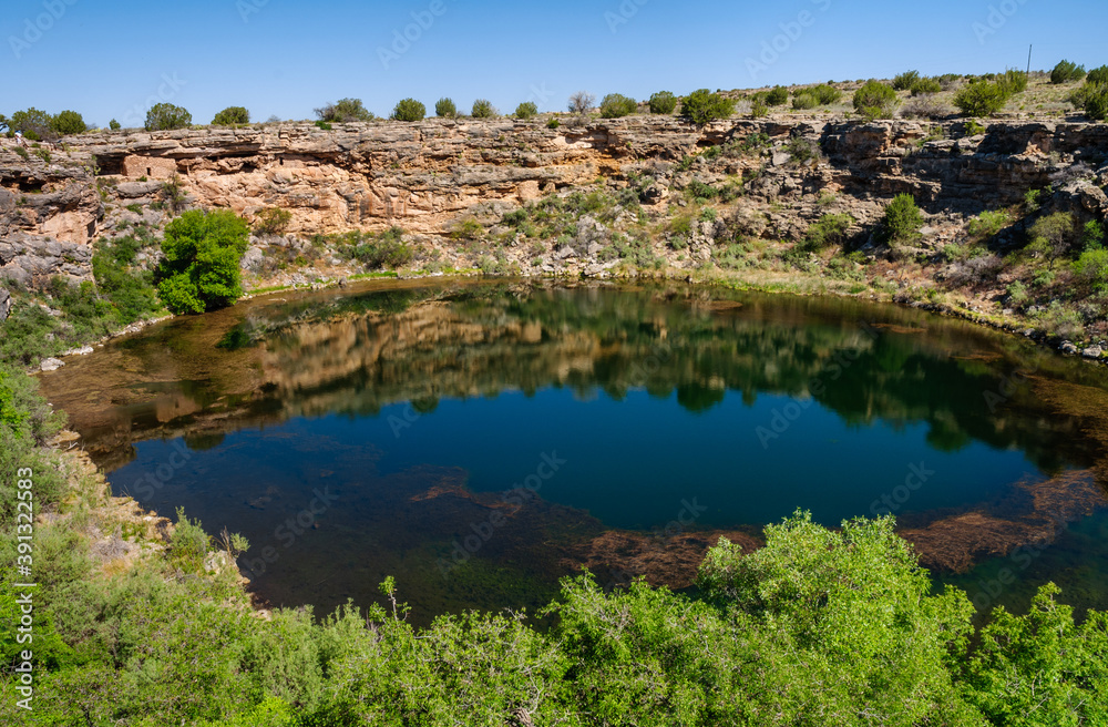 Water and Cliff at the Montezuma Well unit of Montezuma Castle National Monument Water and Cliff at the Montezuma Well unit of Montezuma Castle National Monument