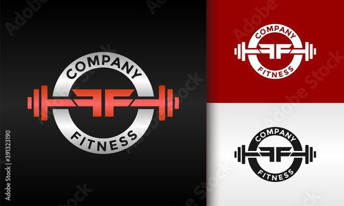 letter FF fitness emblem logo
