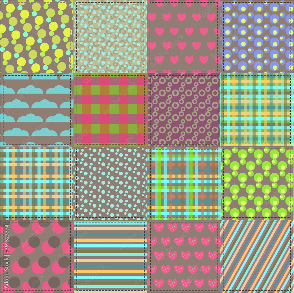 set of seamless patterns with hearts
